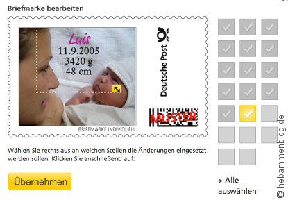 Geburtsanzeigen mit Babyporto: Muster